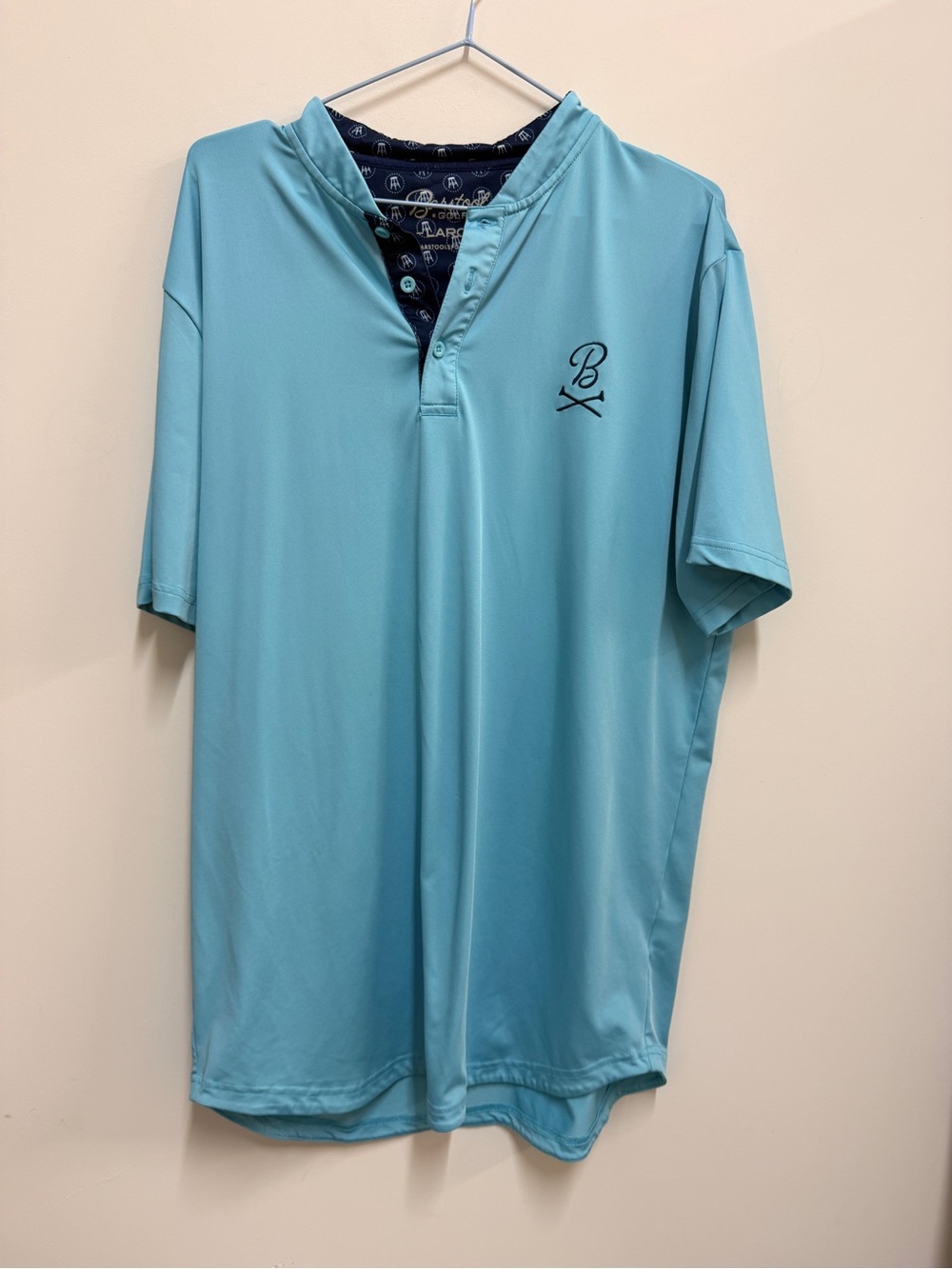 Men's Light Blue Short-Sleeve Polo with Subtle Chest Logo